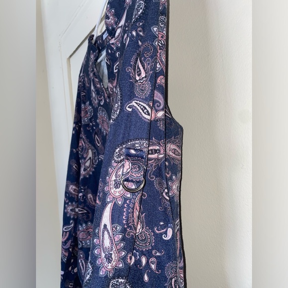 Paisley Navy Pink White Roswear Blouse M - Picture 4 of 4